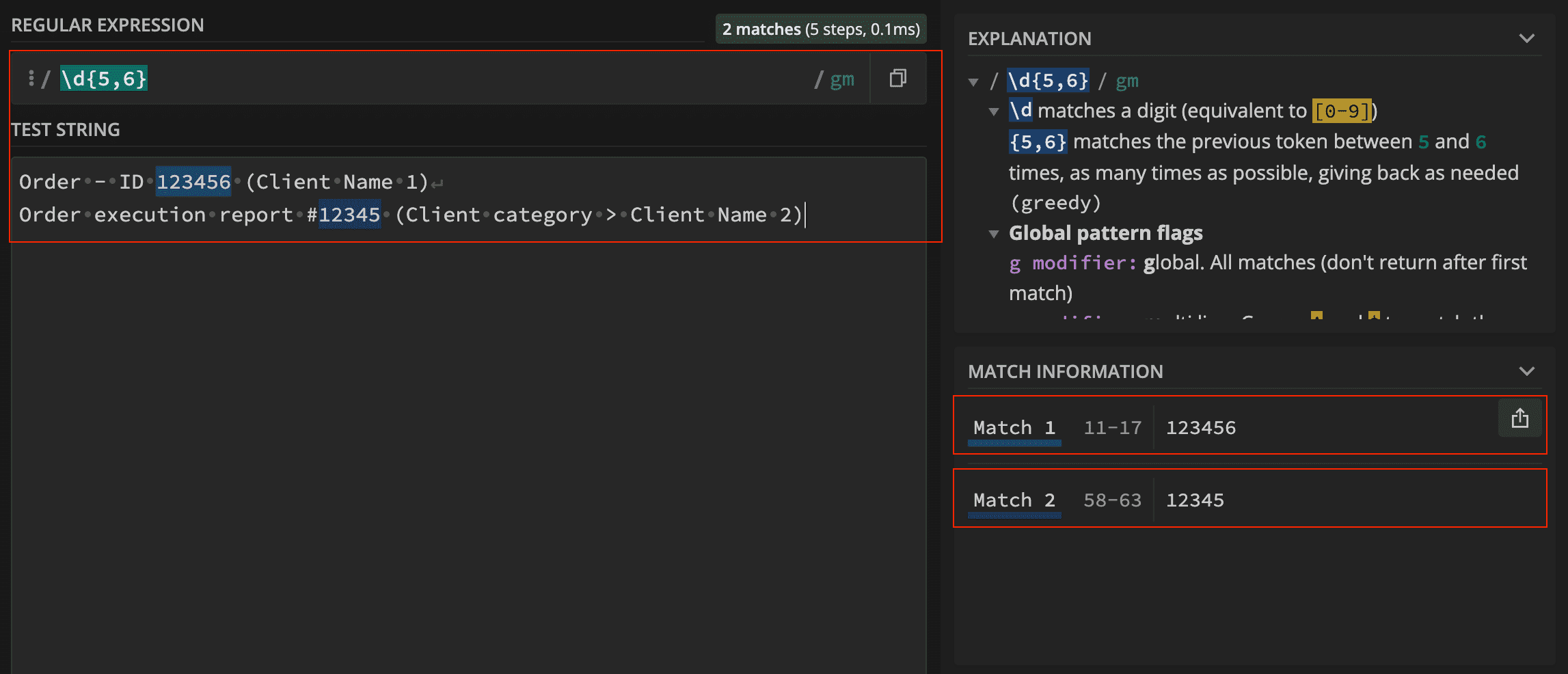 regex for digits